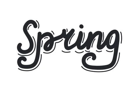 Handwritten word Spring isolated on white background. Hand-drawn lettering el Stock Illustration