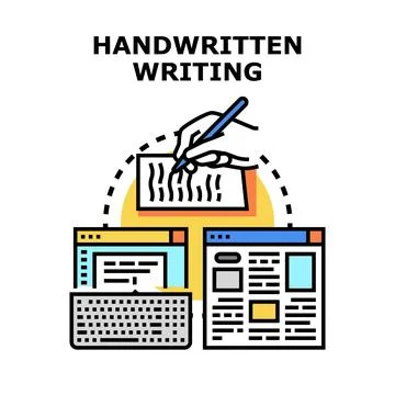 Handwritten writing converting to digital document content Stock Illustration