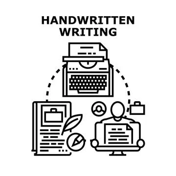 Handwritten writing process evolving from traditional to digital Illustrazione stock