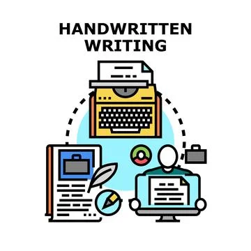 Handwritten writing process evolving from traditional to digital Stock Illustration