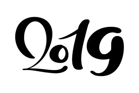 Handwritting vector calligraphy text 2019. hand drawn New Year and Christmas Stock-Illustration
