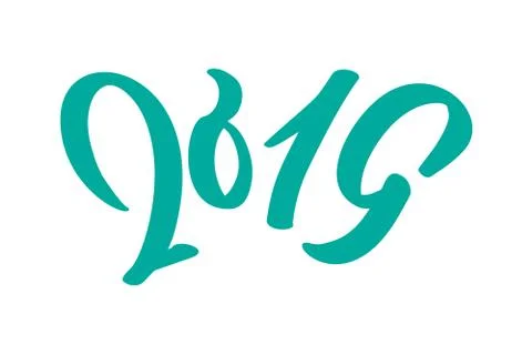 Handwritting vector calligraphy text 2019. hand drawn New Year and Christmas Stock Illustration