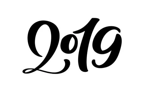 Handwritting vector calligraphy text 2019. hand drawn New Year and Christmas Stock Illustration