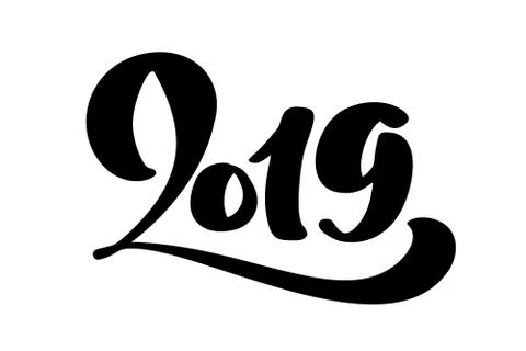 Handwritting vector calligraphy text 2019. hand drawn New Year and Christmas イラスト素材