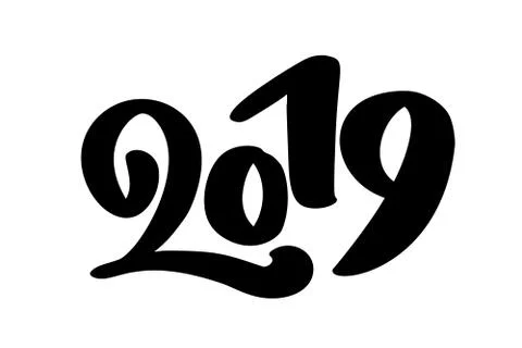 Handwritting vector calligraphy text 2019. hand drawn New Year and Christmas Stock Illustration