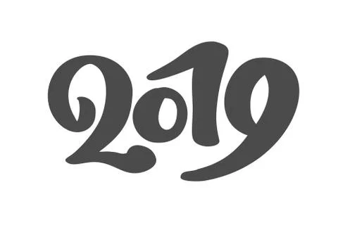 Handwritting vector calligraphy text 2019. hand drawn New Year and Christmas Stock Illustration