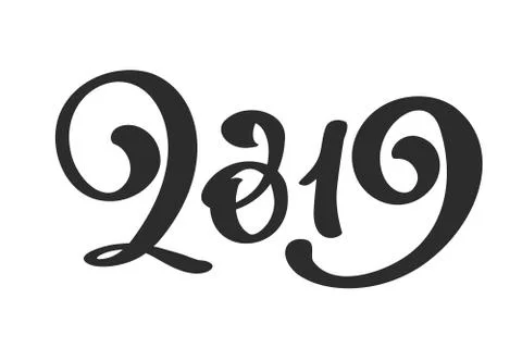 Handwritting vector calligraphy text 2019. hand drawn New Year and Christmas Stock Illustration