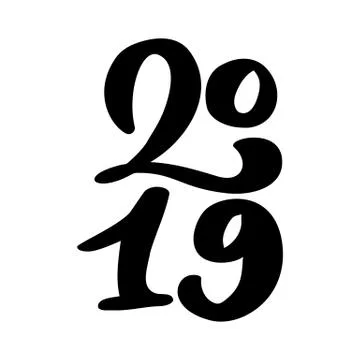 Handwritting vector calligraphy text 2019. hand drawn New Year and Christmas Stock Illustration