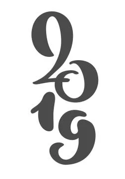 Handwritting vector calligraphy text 2019. hand drawn New Year and Christmas Stock Illustration