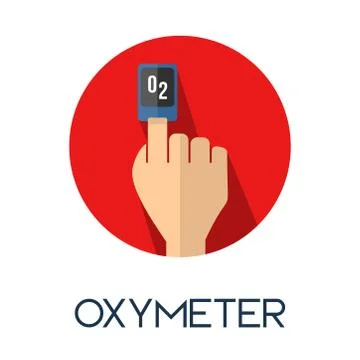 Handy oxymeter long shadow flat style medic icon illustration Stock Illustration