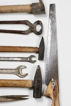 Handy working tools on white Stock Photos