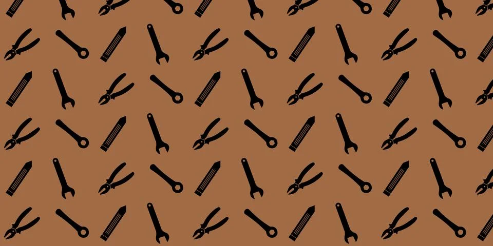 Handyman and construction tools pattern background in line art style Stock-Illustration