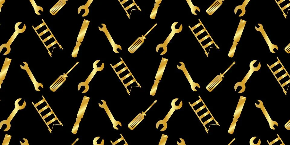 Handyman and construction tools pattern background in solid and line art styl Stock-Illustration