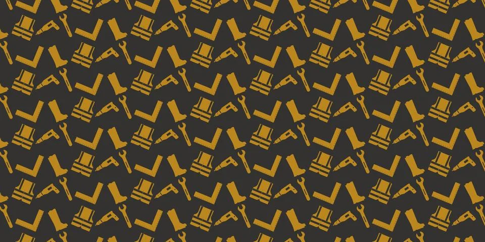 Handyman and construction tools pattern background in solid and line art styl Stock Illustration