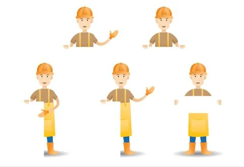 Handyman, Builder, Craftsman, with Empty Banner Stock Illustration