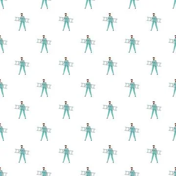 Handyman carrying ladder seamless pattern background Stockillustratie