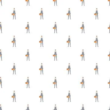 Handyman carrying toolbox repeating seamless pattern background Stock Illustration