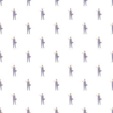 Handyman carrying toolbox seamless pattern background Stock Illustration