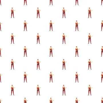 Handyman cartoon character worker repeating pattern Stock Illustration