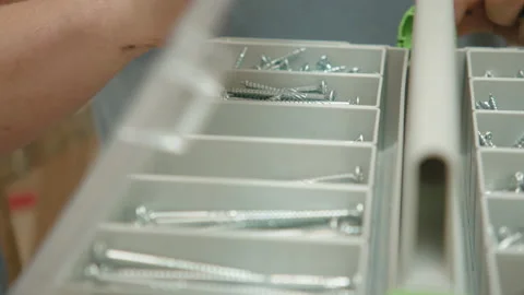 Handyman Close Box Nails Stock Footage 135688092