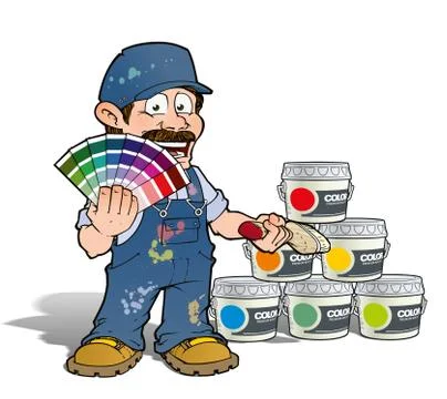 Handyman - colour picking painter - blue Stock Illustration