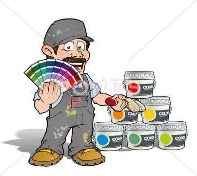 Handyman - colour picking painter - gray Stock Illustration