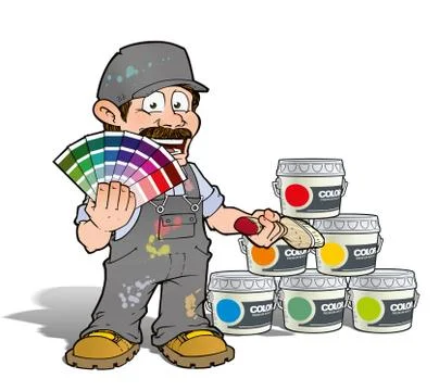 Handyman - colour picking painter - gray Stock Illustration