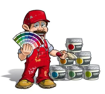 Handyman - colour picking painter red uniform Stock Illustration