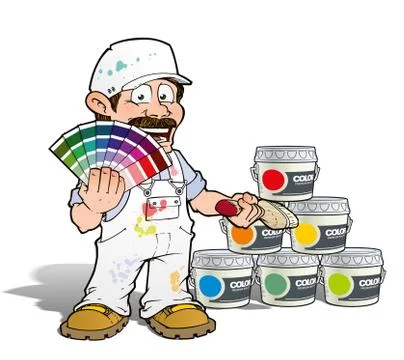 Handyman - colour picking painter - white Stock Illustration