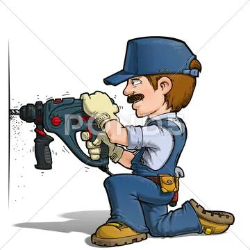 Handyman - drilling blue Stock Illustration
