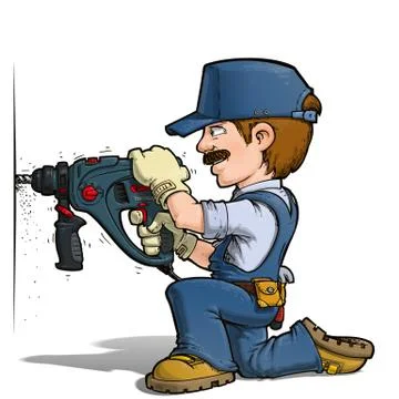 Handyman - drilling blue Stock Illustration