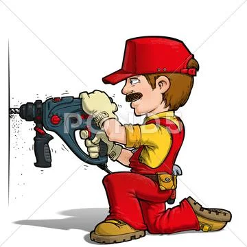 Handyman - drilling red Stock Illustration