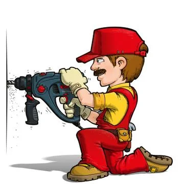 Handyman - drilling red Stock Illustration