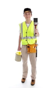 Handyman or painter ready for work Stock Photos
