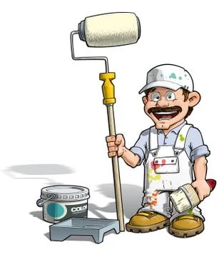 Handyman - painter white uniform Stock Illustration