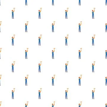 Handyman painting wall seamless pattern wallpaper illustrating renovation Stock Illustration