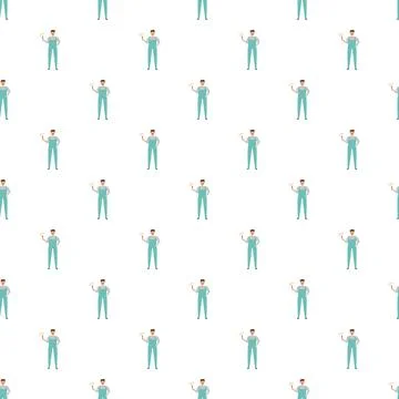 Handyman painting wall seamless pattern background Illustrazione stock