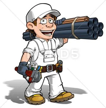 Handyman - plumber color it yourself Stock Illustration