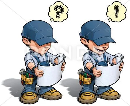 Handyman - reading plan blue Stock Illustration