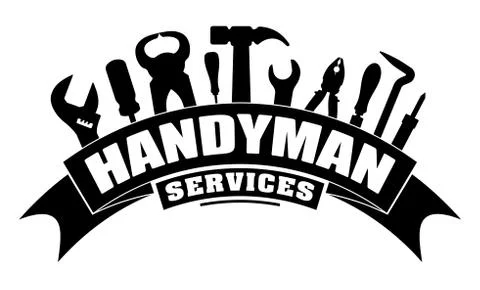 Handyman services vector design for your logo or emblem with bend banner and  Ilustración de archivo