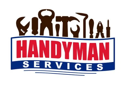 Handyman services vector design for your logo or emblem in shape of waving ba Ilustración de archivo