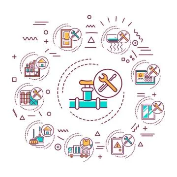 Handyman services web banner. Include repair work, maintenance work, are both Stock Illustration