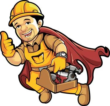 Handyman superhero wearing cape while making a thumbs up gesture Stock Illustration