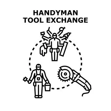 Handyman tool exchange concept for home improvement service Stock Illustration