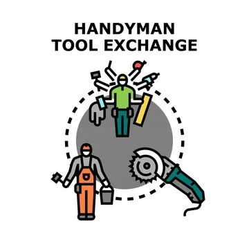 Handyman tool exchange concept for home improvement service Stock Illustration