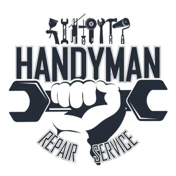 Handyman with a tool symbol Stock Illustration
