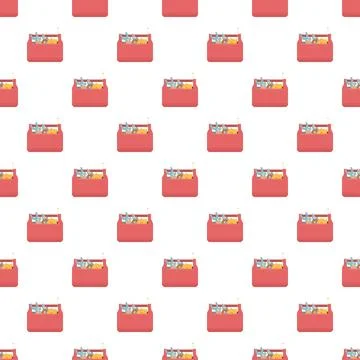 Handyman toolboxes with equipment seamless repeating pattern イラスト素材