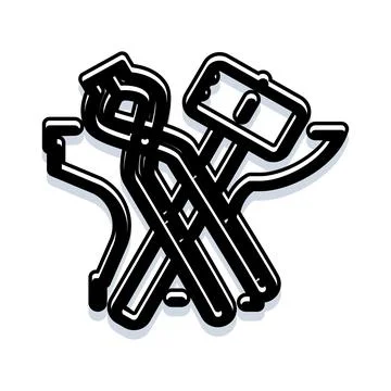 Handyman tools line art style illustration Stock Illustration