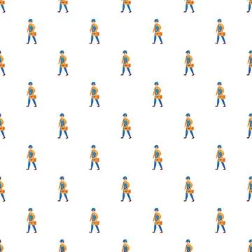 Handyman worker carrying toolbox seamless pattern background Stockillustratie