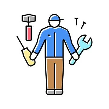 Handyman worker color icon vector illustration Stock Illustration